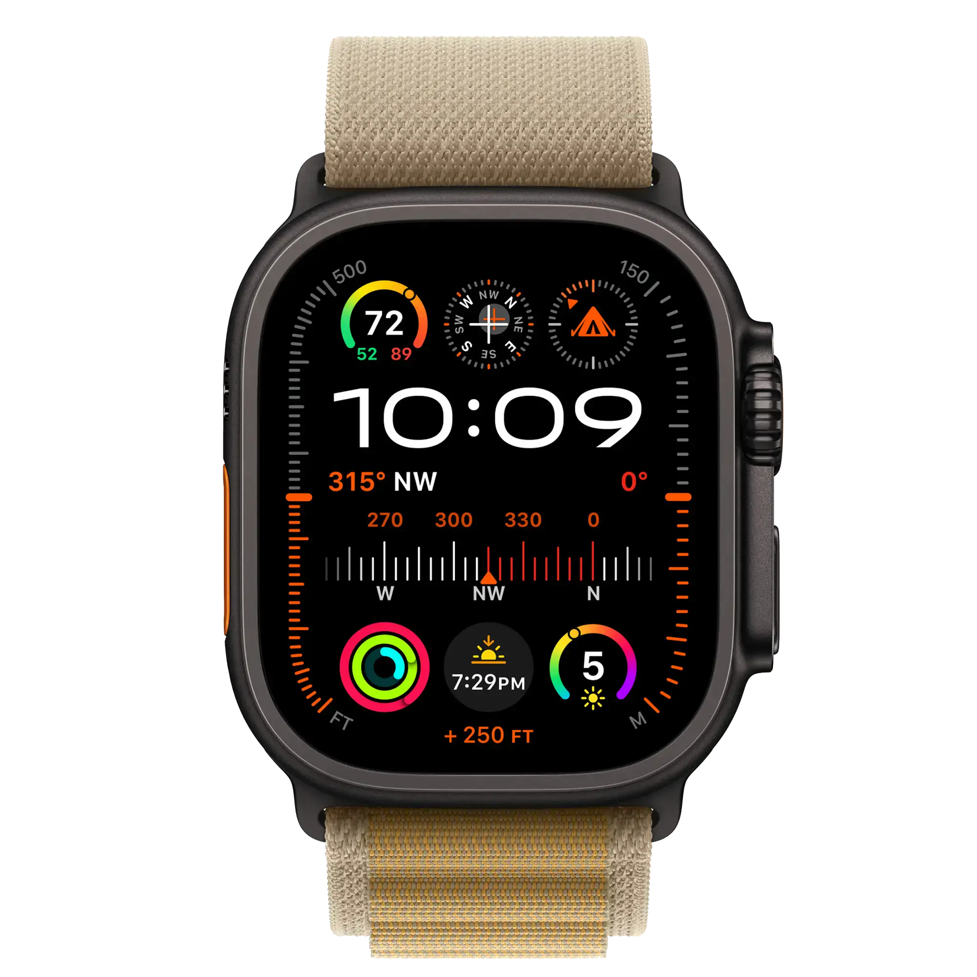 Ремінець Apple Alpine Loop Tan - Black Titanium Finish для Apple Watch 44/45/46/49mm - Medium (MYQ13)