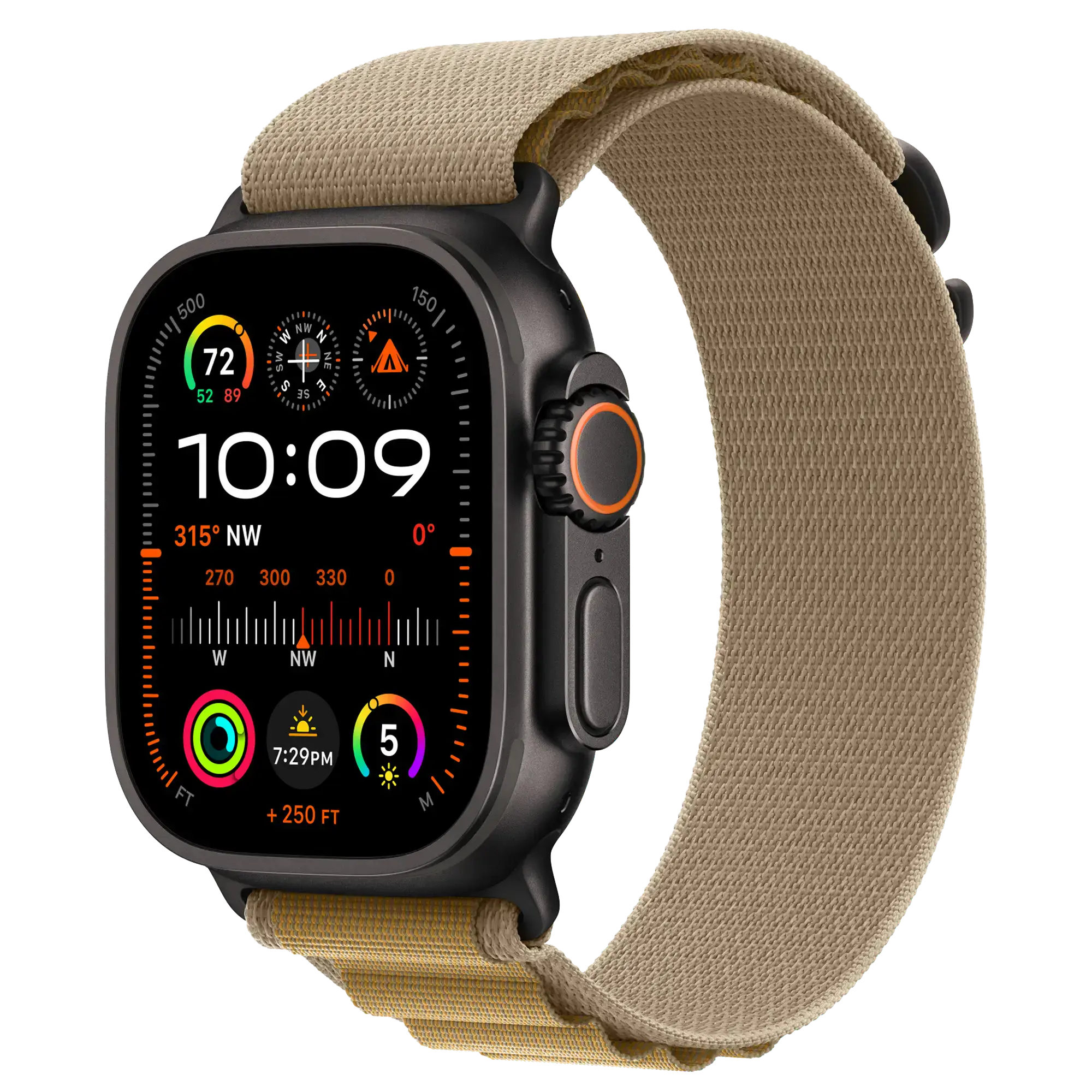 Ремінець Apple Alpine Loop Tan - Black Titanium Finish для Apple Watch 44/45/46/49mm - Medium (MYQ13)