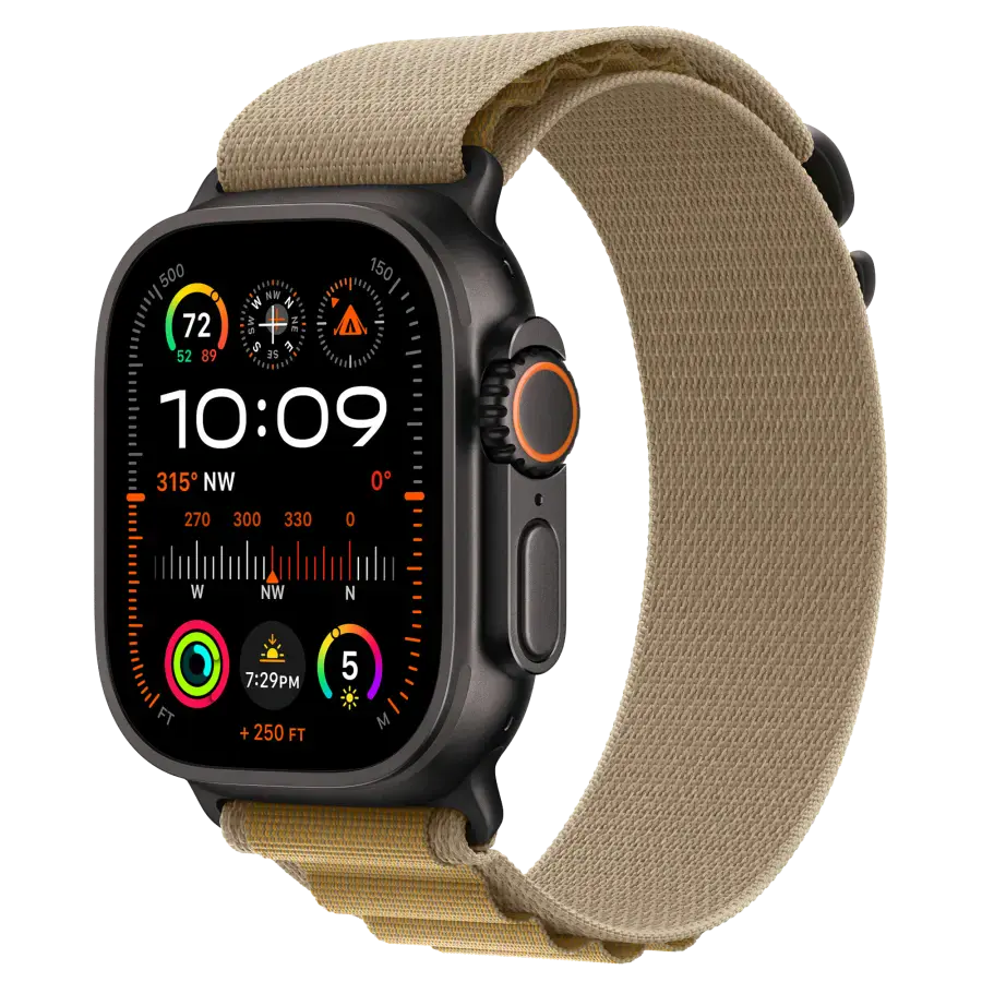 Ремінець Apple Alpine Loop Tan - Black Titanium Finish для Apple Watch 44/45/46/49mm - Medium (MYQ13)