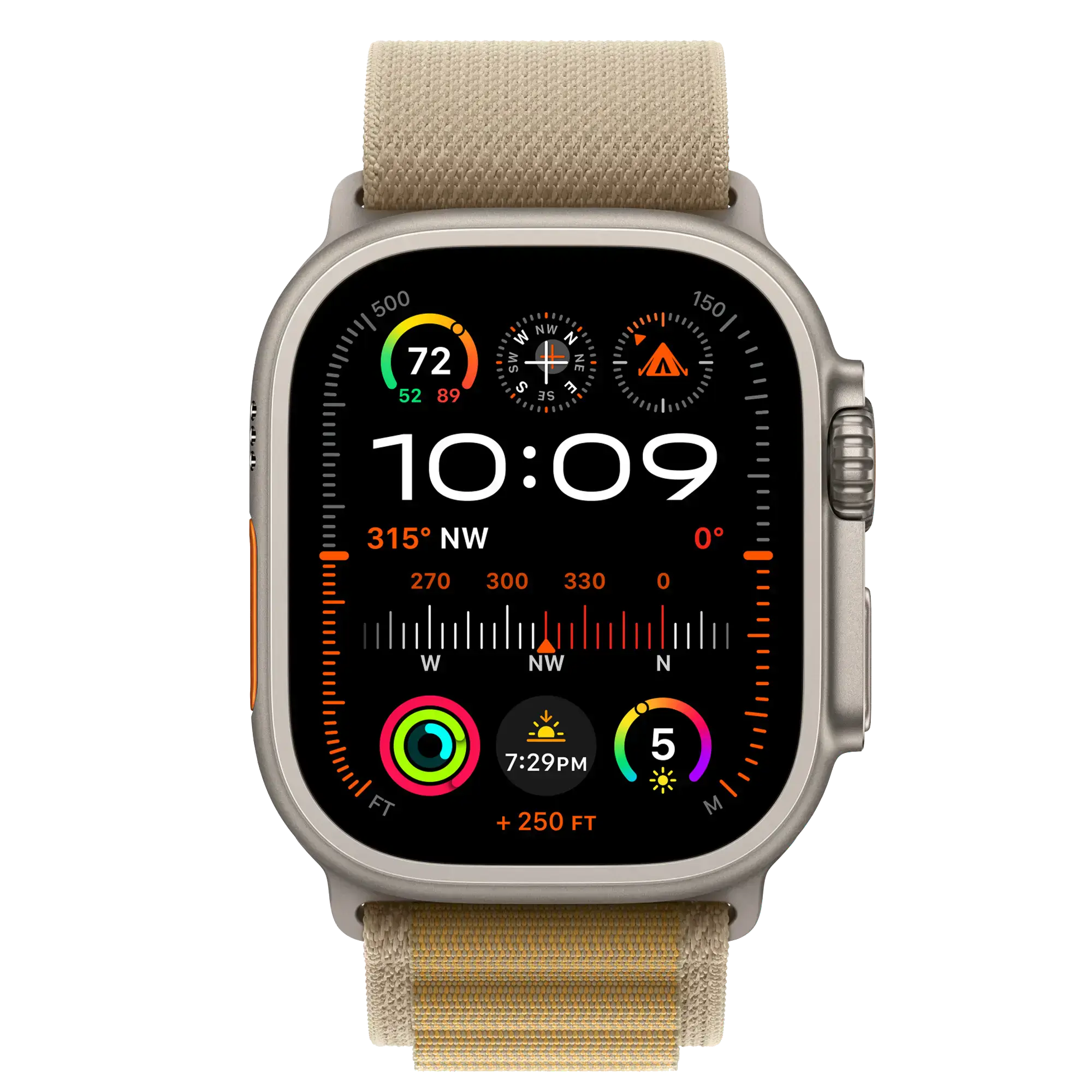 Ремінець Apple Alpine Loop Tan - Natural Titanium Finish для Apple Watch 44/45/46/49mm - Large (MXN33)