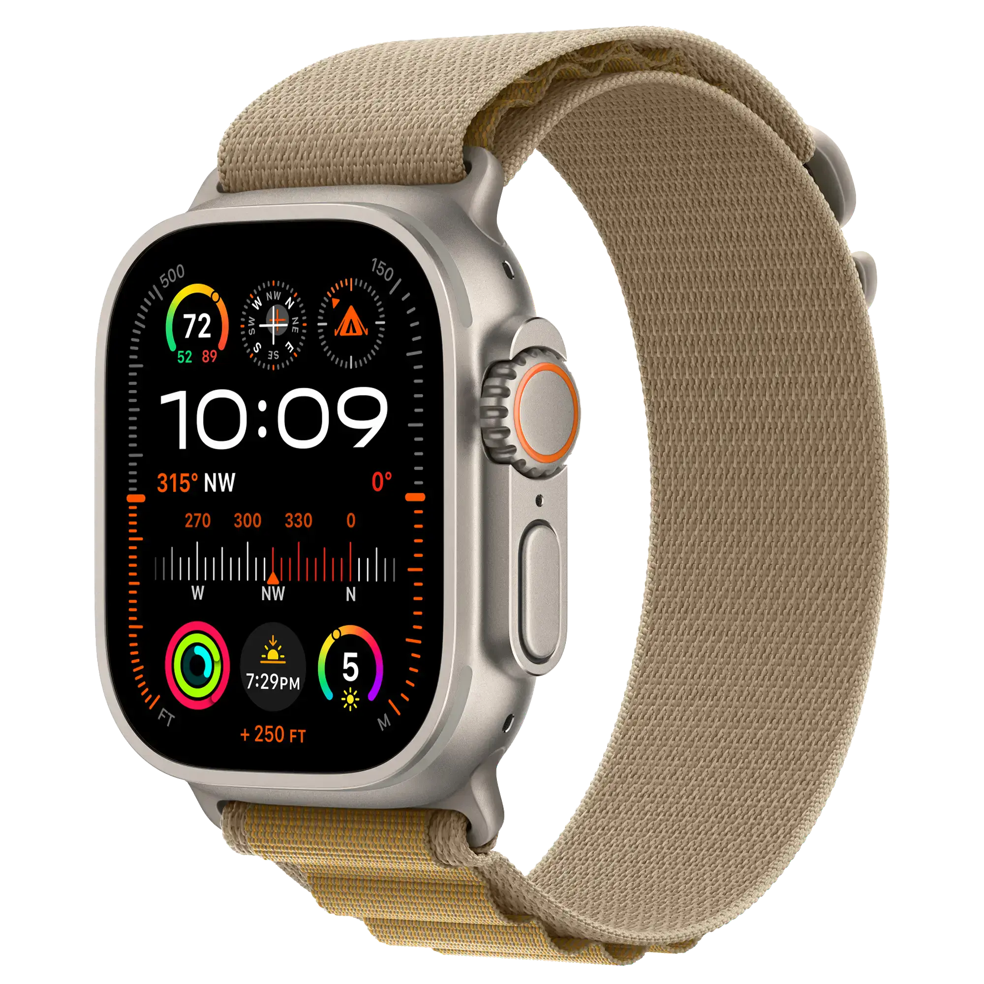 Ремінець Apple Alpine Loop Tan - Natural Titanium Finish для Apple Watch 44/45/46/49mm - Large (MXN33)