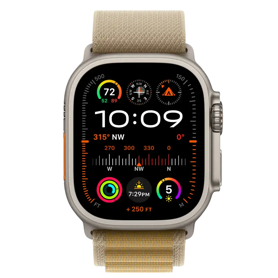 Ремінець Apple Alpine Loop Tan - Natural Titanium Finish для Apple Watch 44/45/46/49mm - Medium (MXN23)