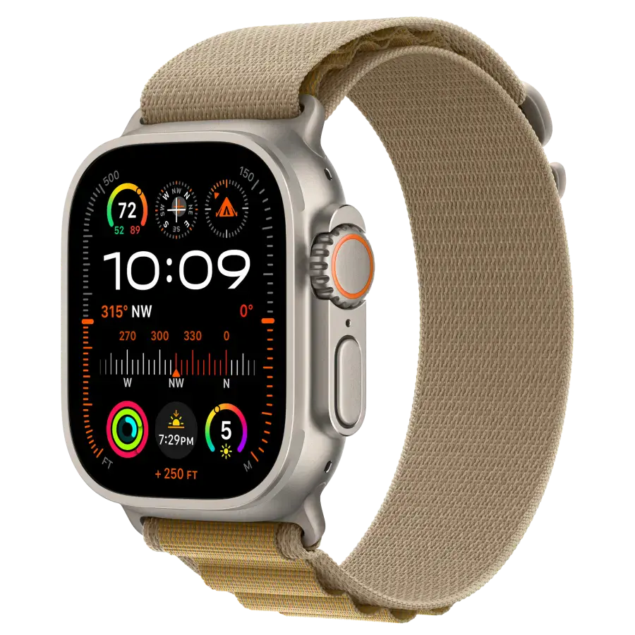 Ремешок Apple Alpine Loop Tan - Natural Titanium Finish для Apple Watch 44/45/46/49mm - Small (MXN13)