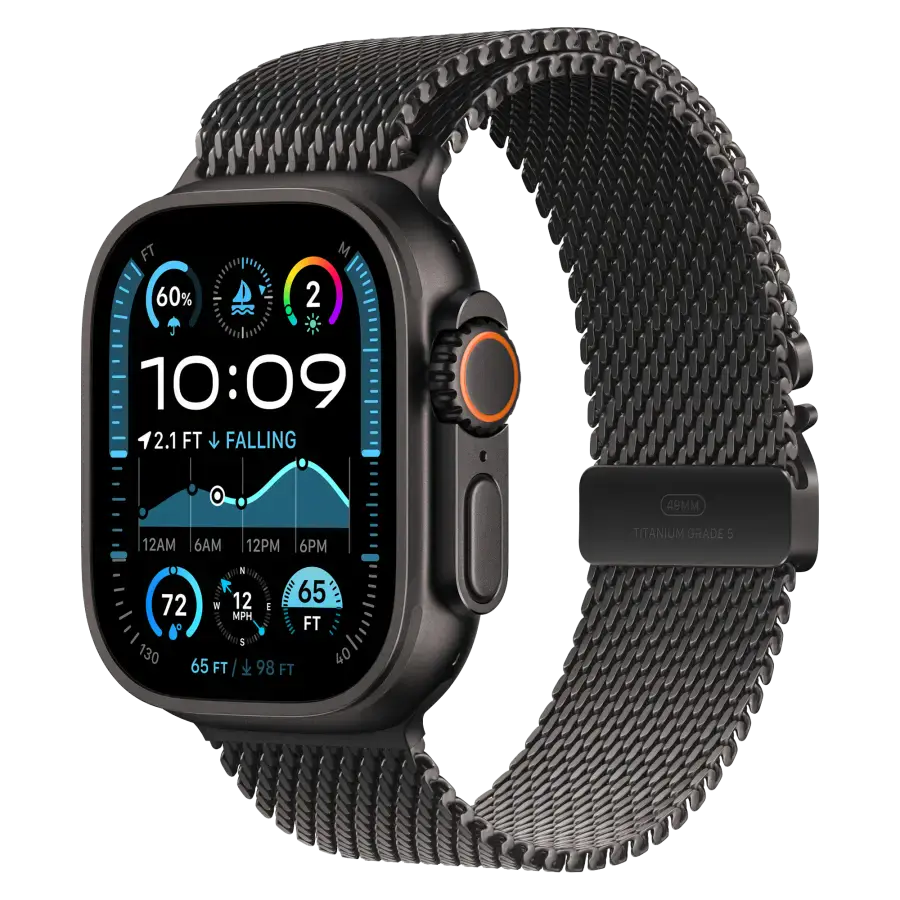 Ремінець Apple Black Titanium Milanese Loop для Apple Watch 44/45/46/49mm - Large (MGHU4, MXKH3)