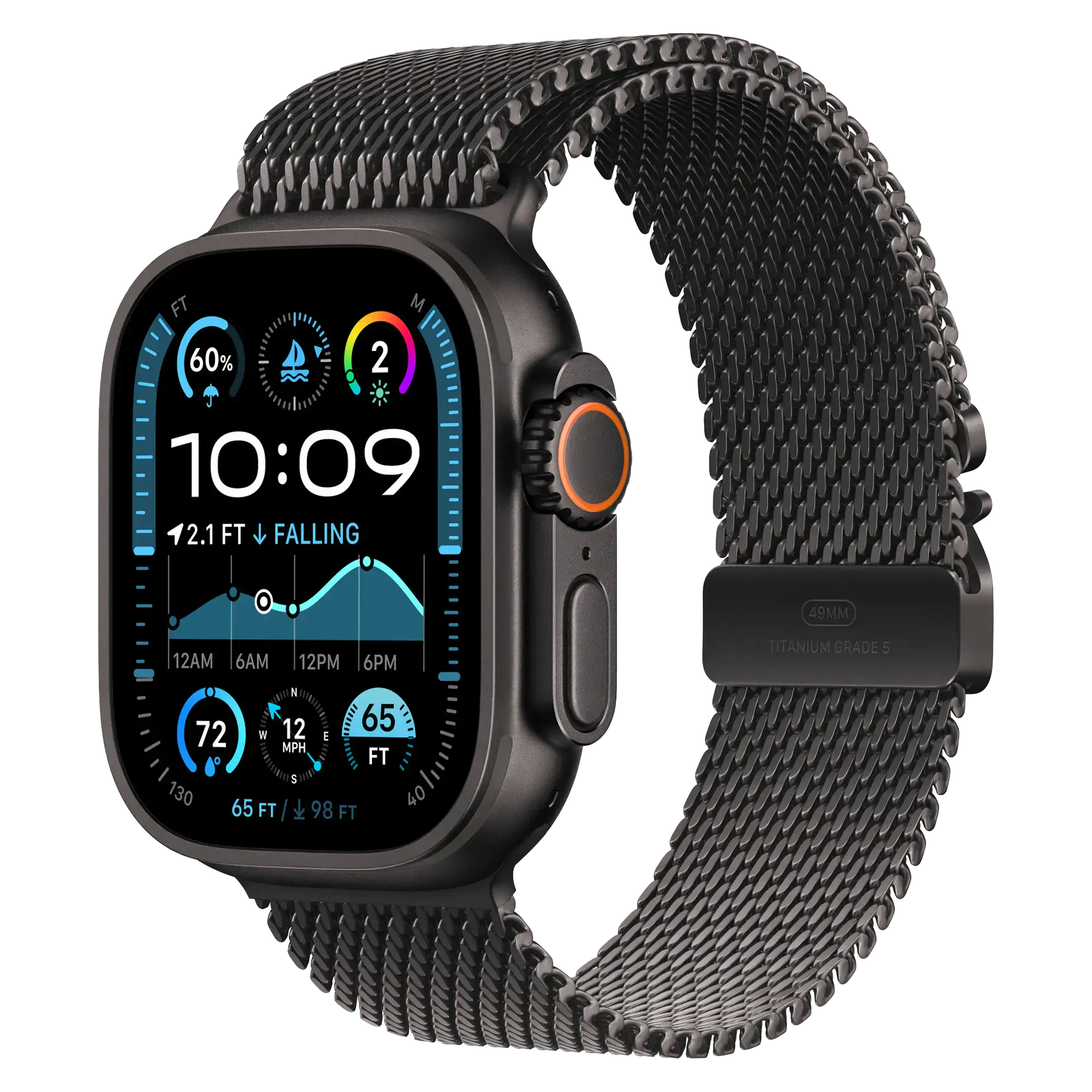 Ремешок Apple Milanese Loop Black Titanium для Apple Watch 44/45/46/49mm - Medium (MXKG3)
