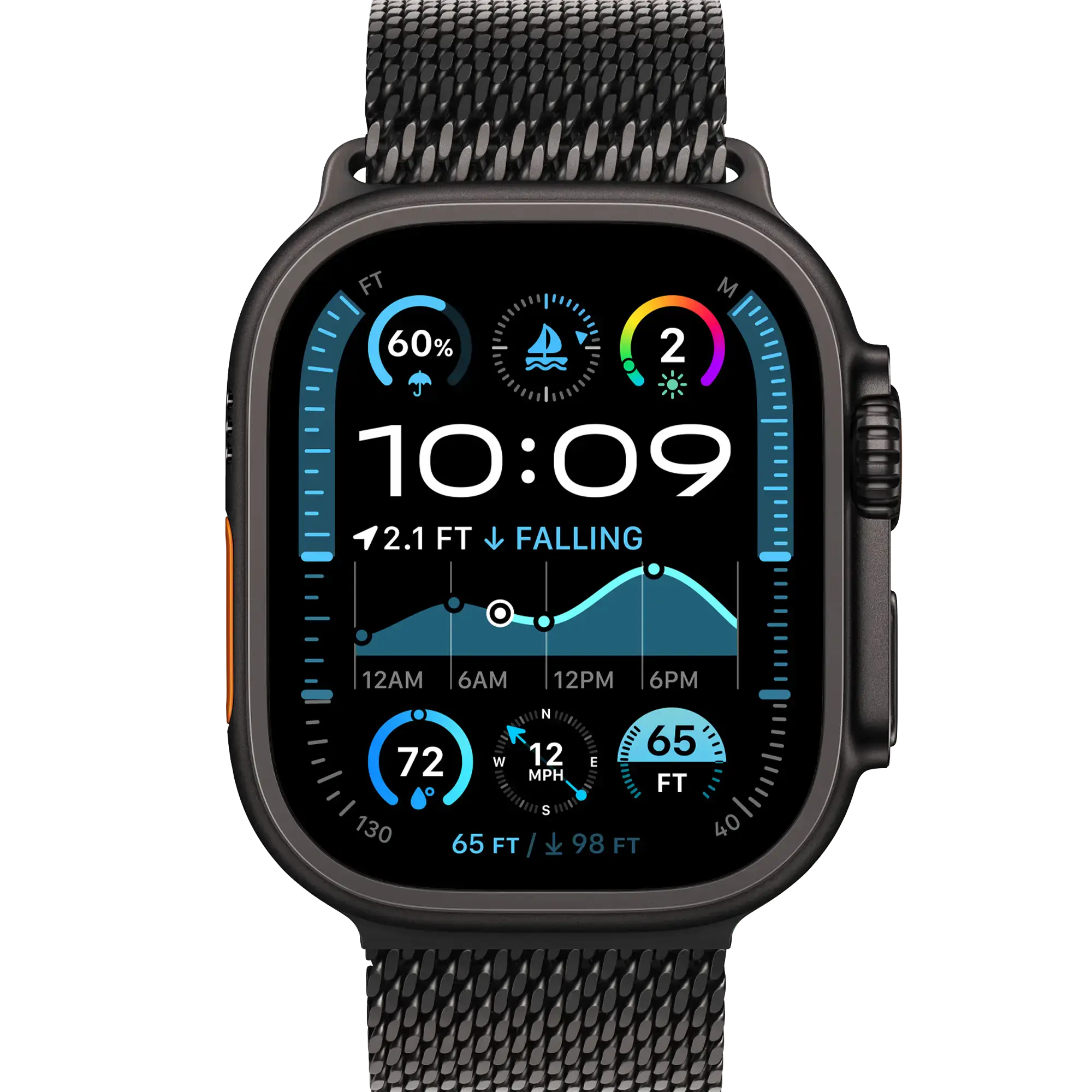 Ремінець Apple Milanese Loop Black Titanium для Apple Watch 44/45/46/49mm - Small (MXKF3)