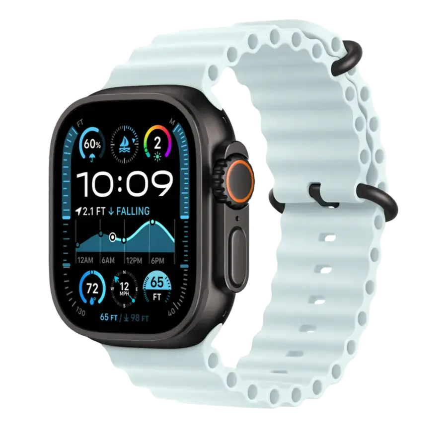 Ремінець Apple Ocean Band Ice Blue - Black Titanium Finish для Apple Watch 44/45/46/49mm (MYP83)