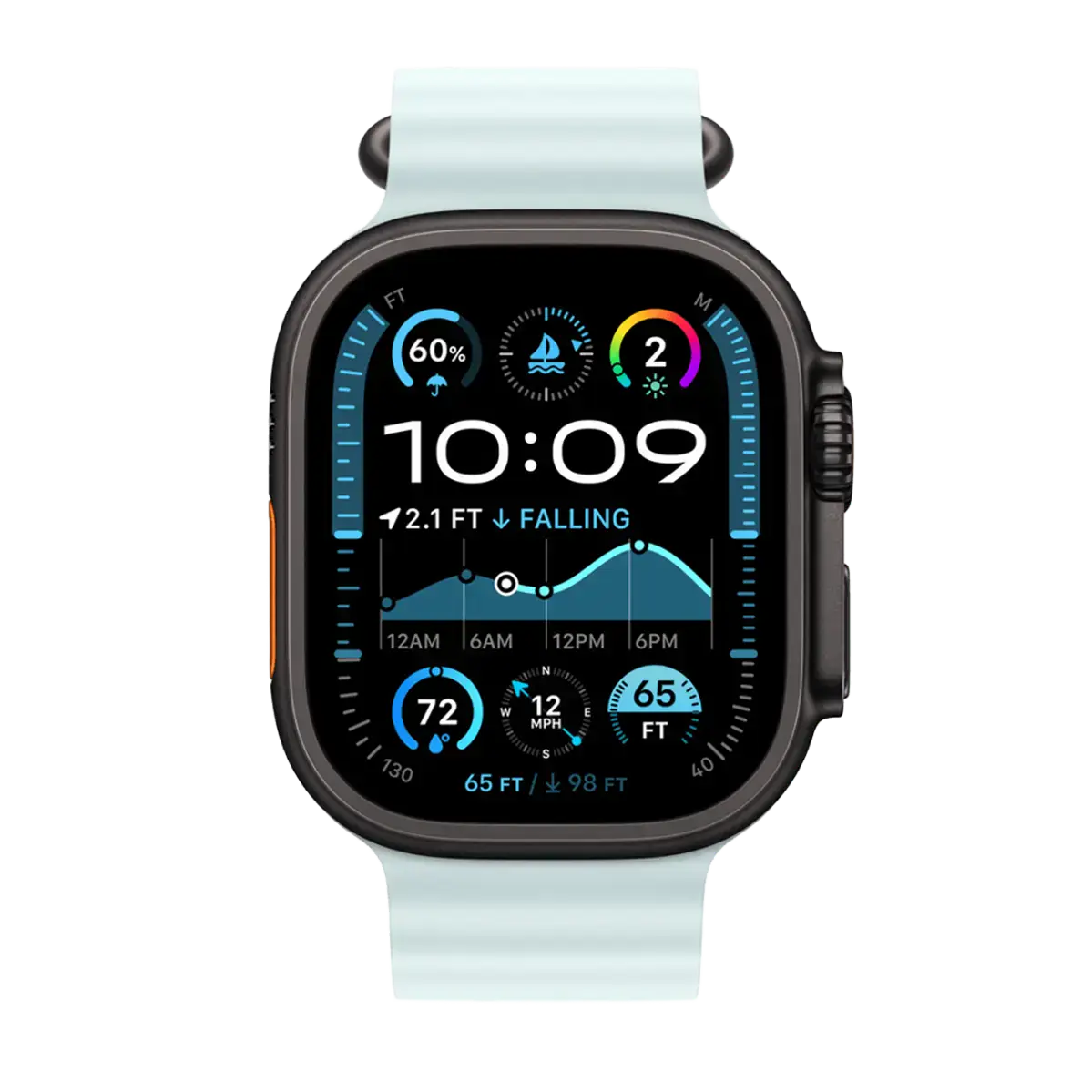 Ремешок Apple Ocean Band Ice Blue - Black Titanium Finish для Apple Watch 44/45/46/49mm (MYP83)