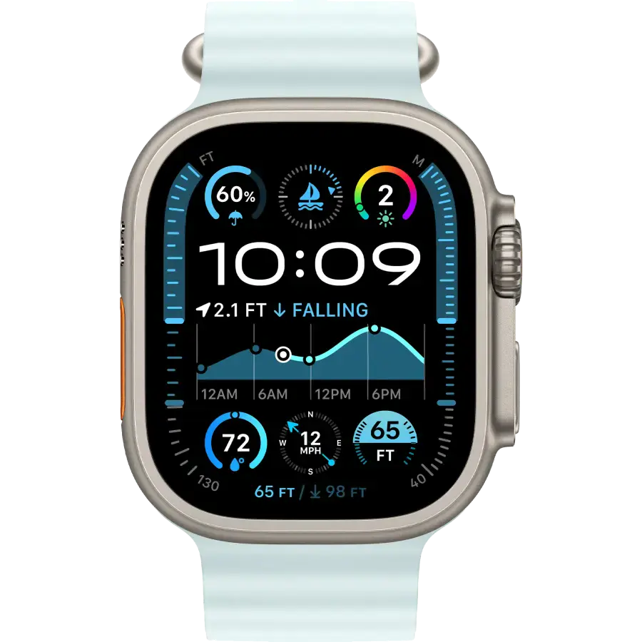 Ремінець Apple Ocean Band Ice Blue - Natural Titanium Finish для Apple Watch 44/45/46/49mm (MXTF3)