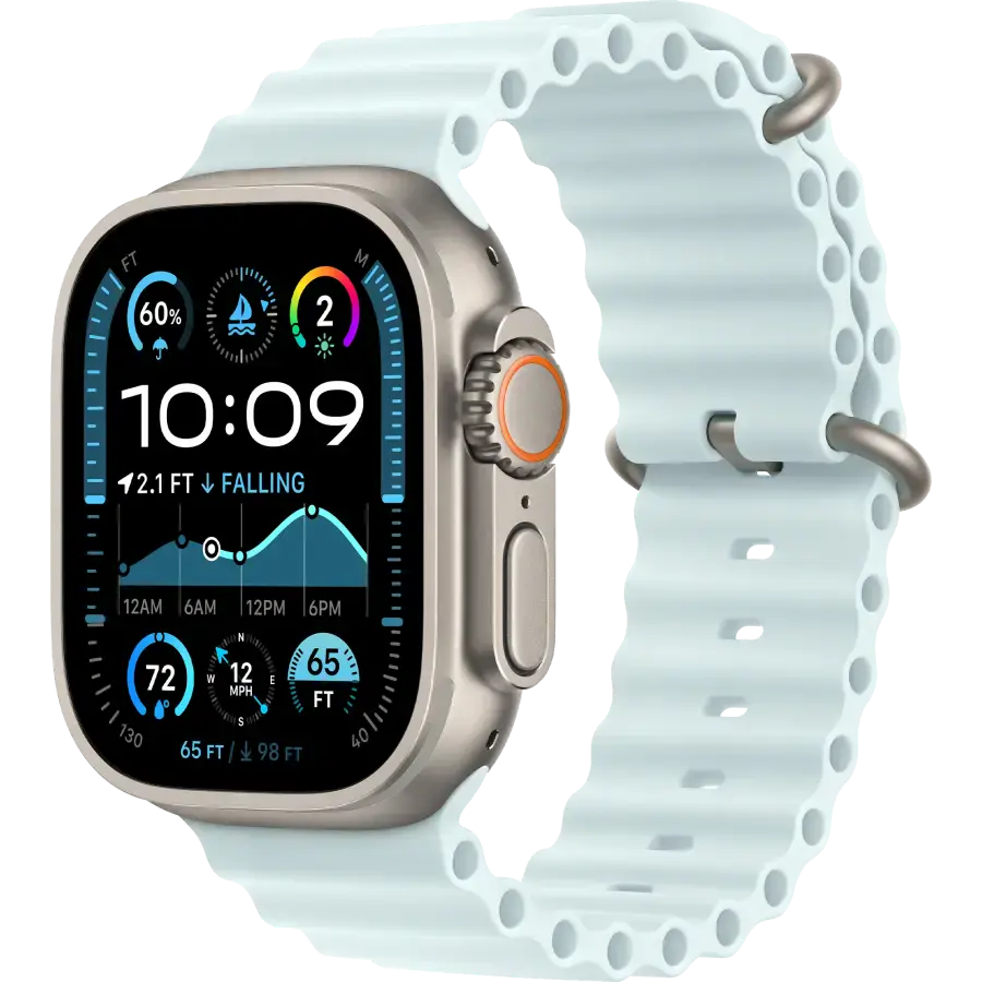 Ремінець Apple Ocean Band Ice Blue - Natural Titanium Finish для Apple Watch 44/45/46/49mm (MXTF3)