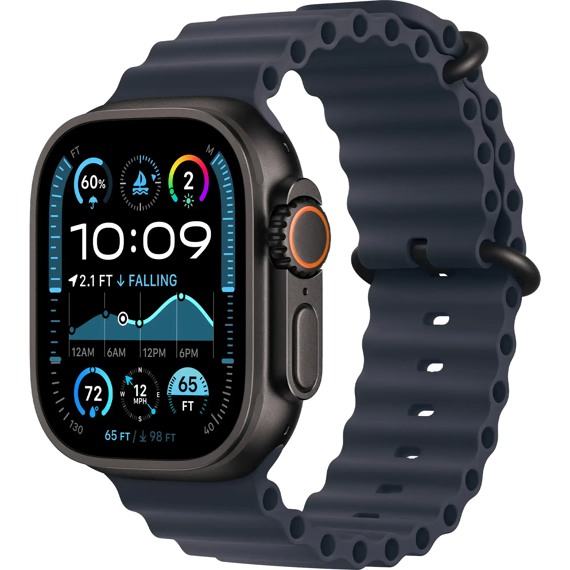 Ремінець Apple Ocean Band Navy - Black Titanium Finish для Apple Watch 44/45/46/49mm (MYPA3)