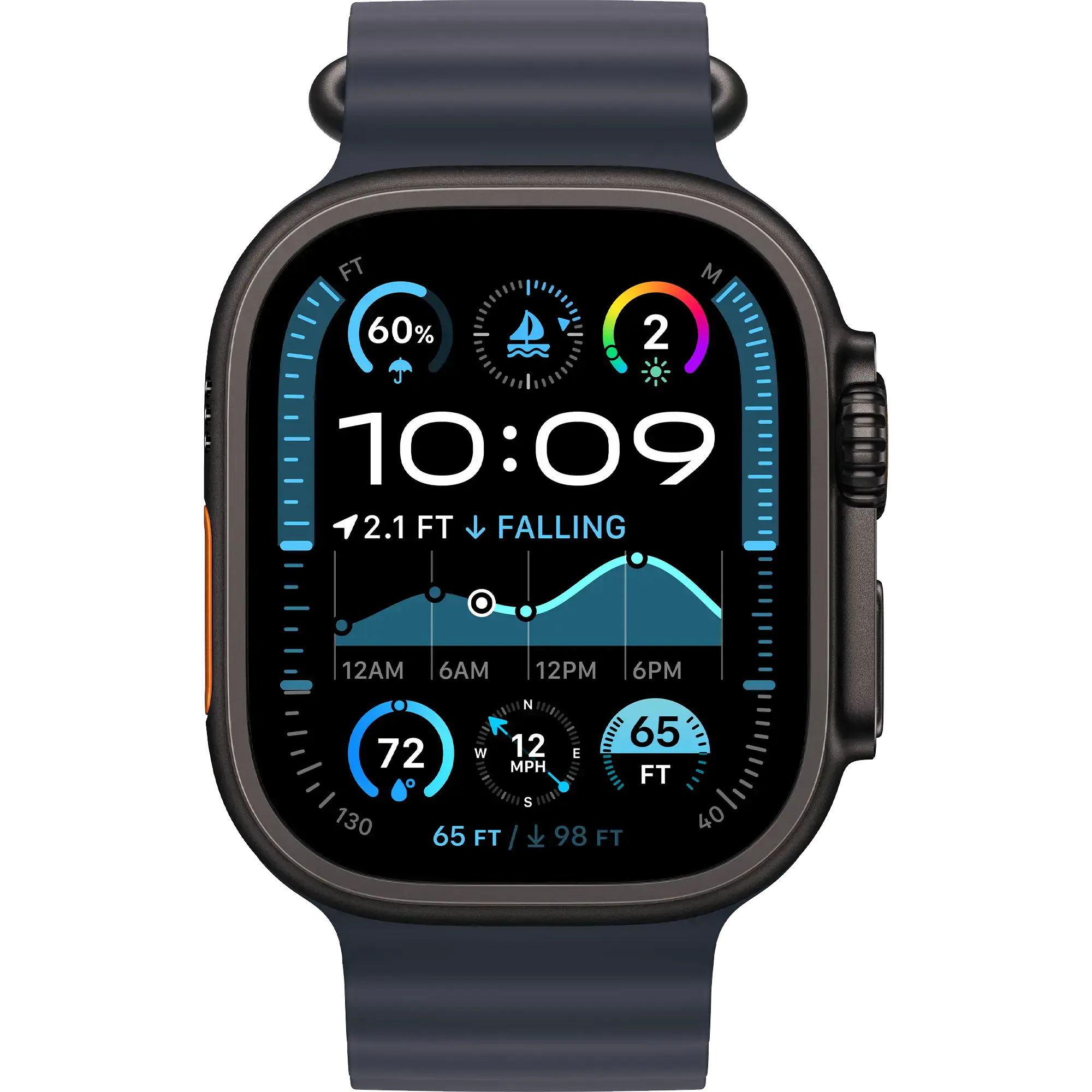 Ремінець Apple Ocean Band Navy - Black Titanium Finish для Apple Watch 44/45/46/49mm (MYPA3)