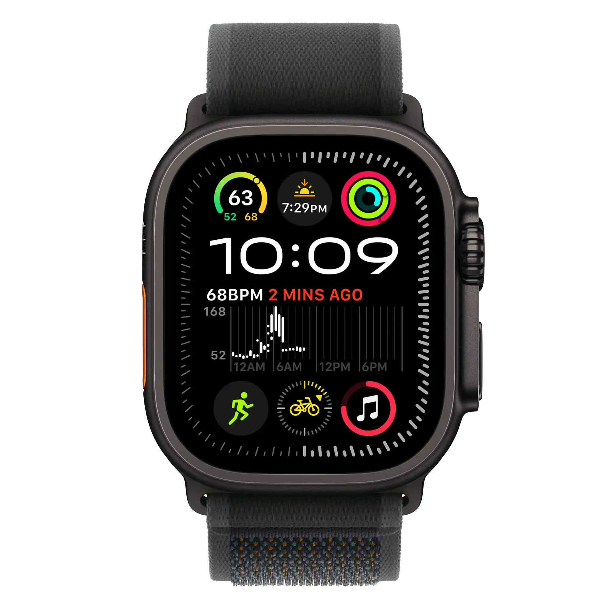 Ремінець Apple Trail Loop Black - Black Titanium Finish для Apple Watch 44/45/46/49mm - M/L (MYQ63)