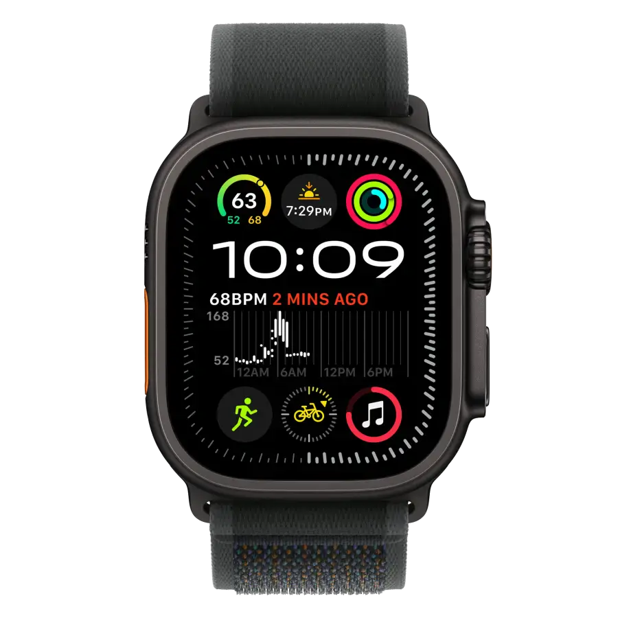 Ремінець Apple Trail Loop Black - Black Titanium Finish для Apple Watch 44/45/46/49mm - M/L (MYQ63)