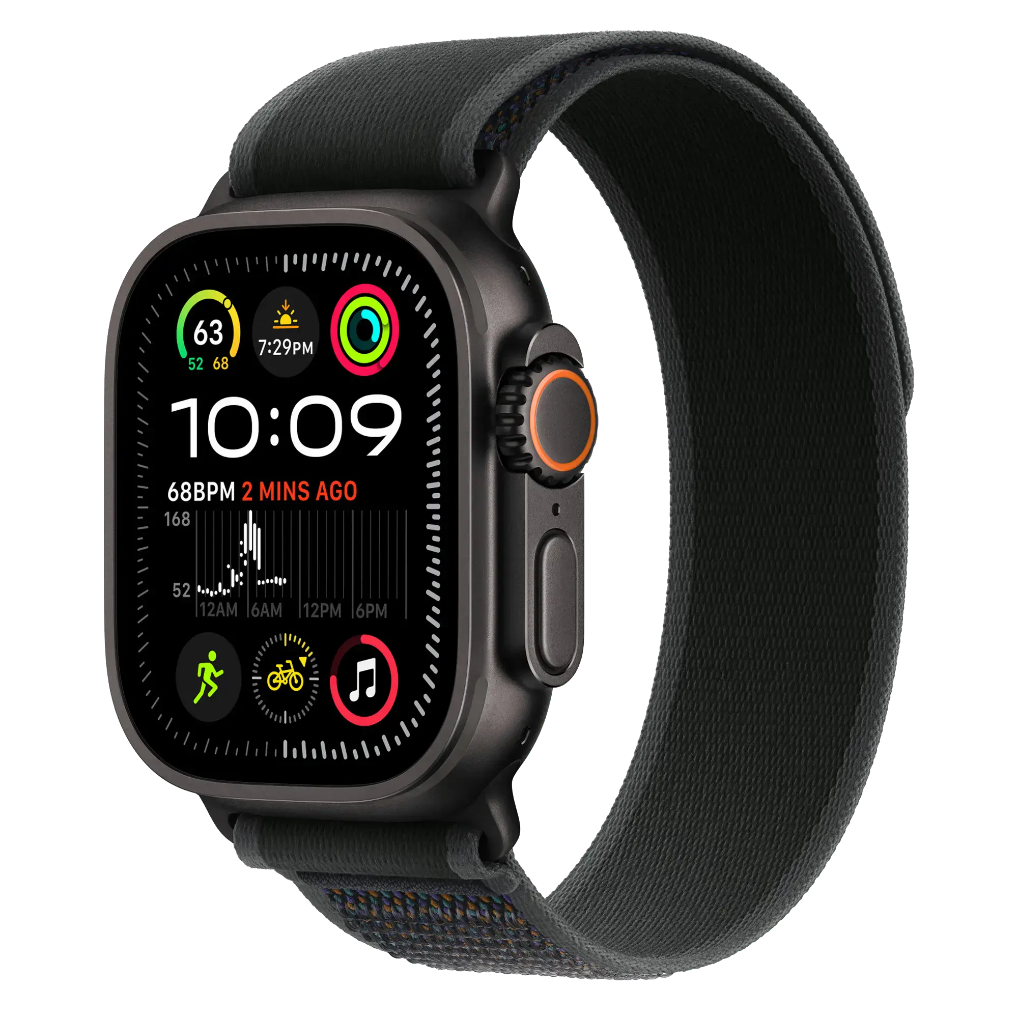 Ремінець Apple Trail Loop Black - Black Titanium Finish для Apple Watch 44/45/46/49mm - M/L (MYQ63)