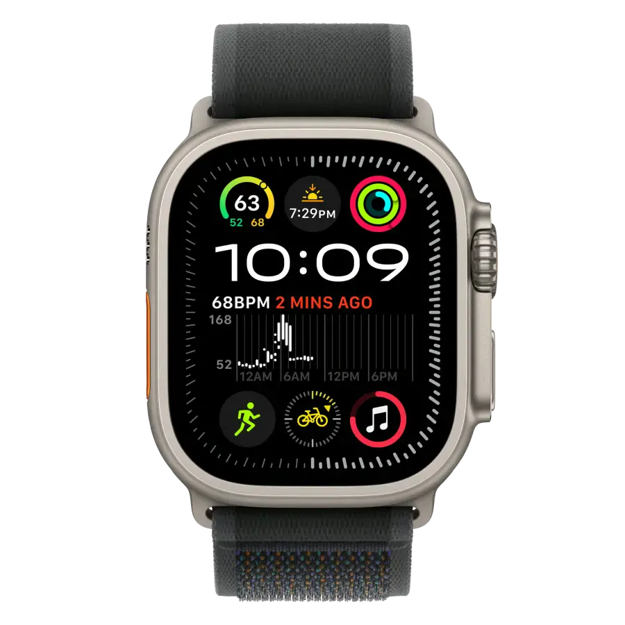 Ремешок Apple Trail Loop Black - Natural Titanium Finish для Apple Watch 44/45/46/49mm - M/L (MXTR3)