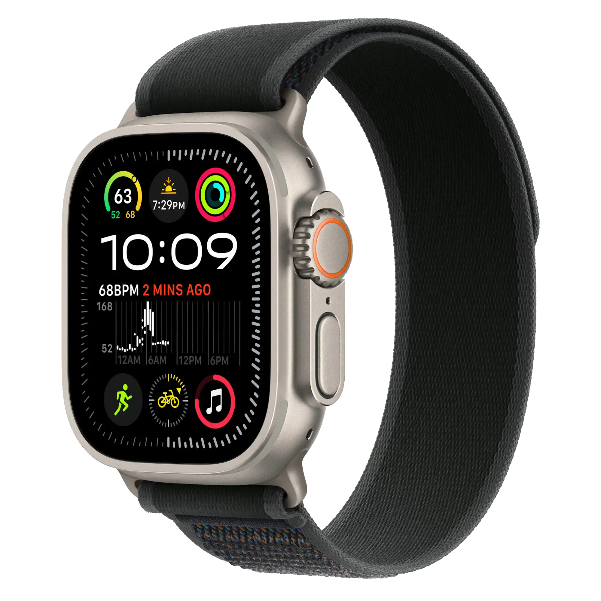 Ремінець Apple Trail Loop Black - Natural Titanium Finish для Apple Watch 44/45/46/49mm - M/L (MXTR3)