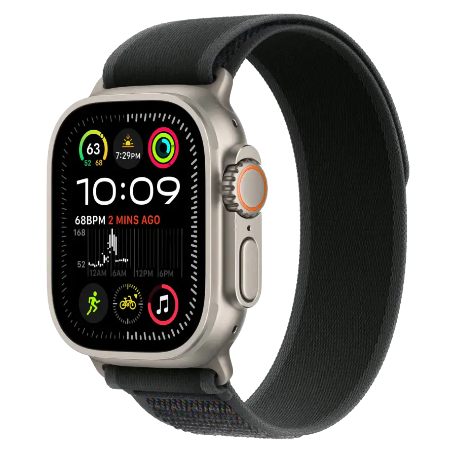 Ремешок Apple Trail Loop Black - Natural Titanium Finish для Apple Watch 44/45/46/49mm - M/L (MXTR3)