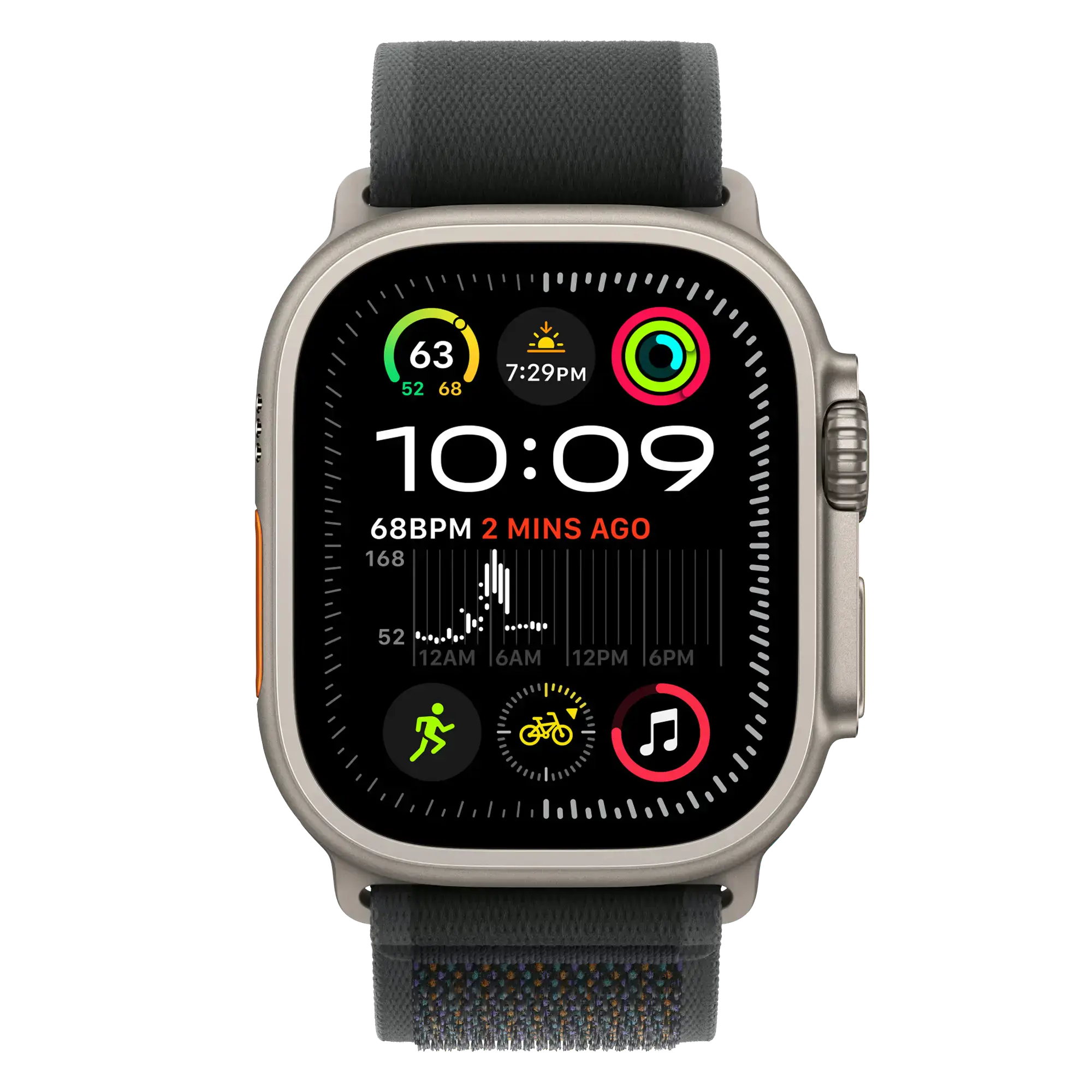 Ремінець Apple Trail Loop Black - Natural Titanium Finish для Apple Watch 44/45/46/49mm - S/M (MXTQ3)