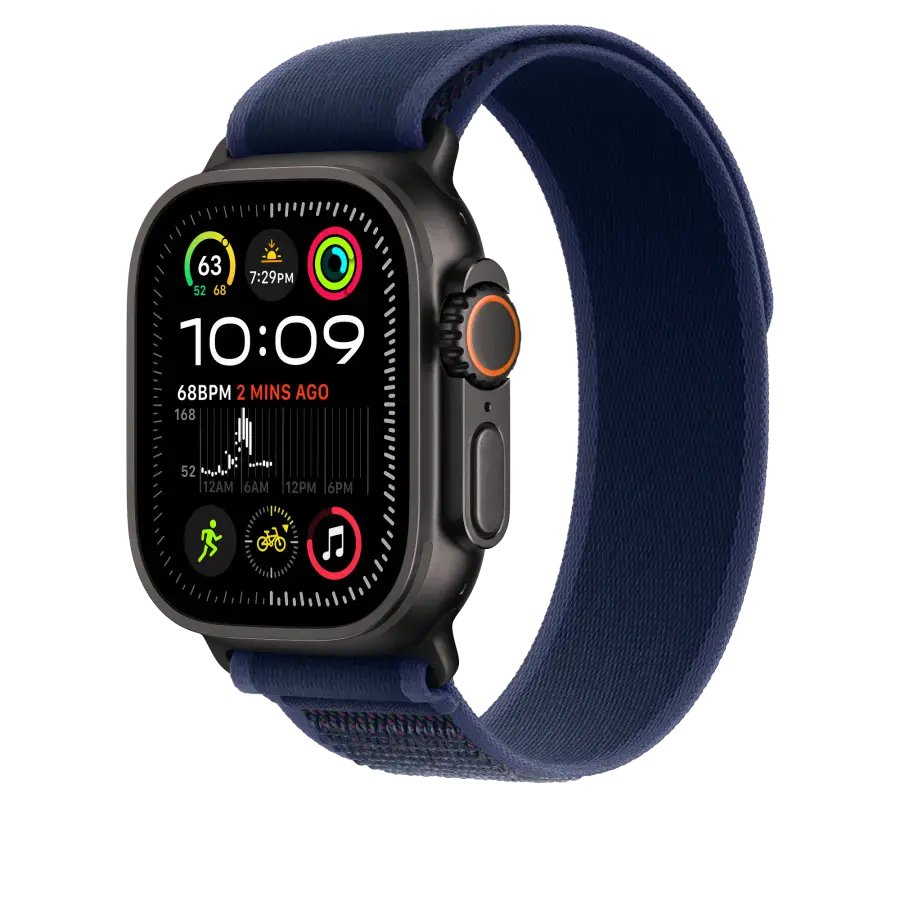 Ремінець Apple Trail Loop Blue - Black Titanium Finish для Apple Watch 44/45/46/49mm - M/L (MYQ83)
