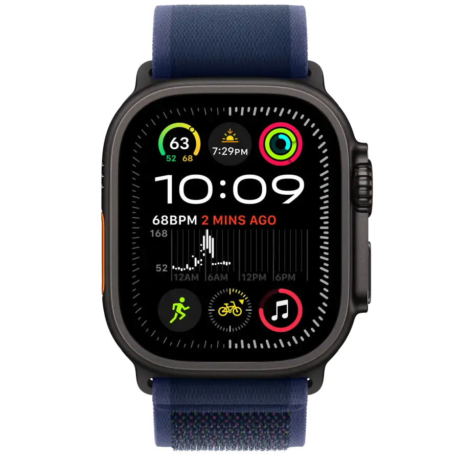 Ремінець Apple Trail Loop Blue - Black Titanium Finish для Apple Watch 44/45/46/49mm - M/L (MYQ83)