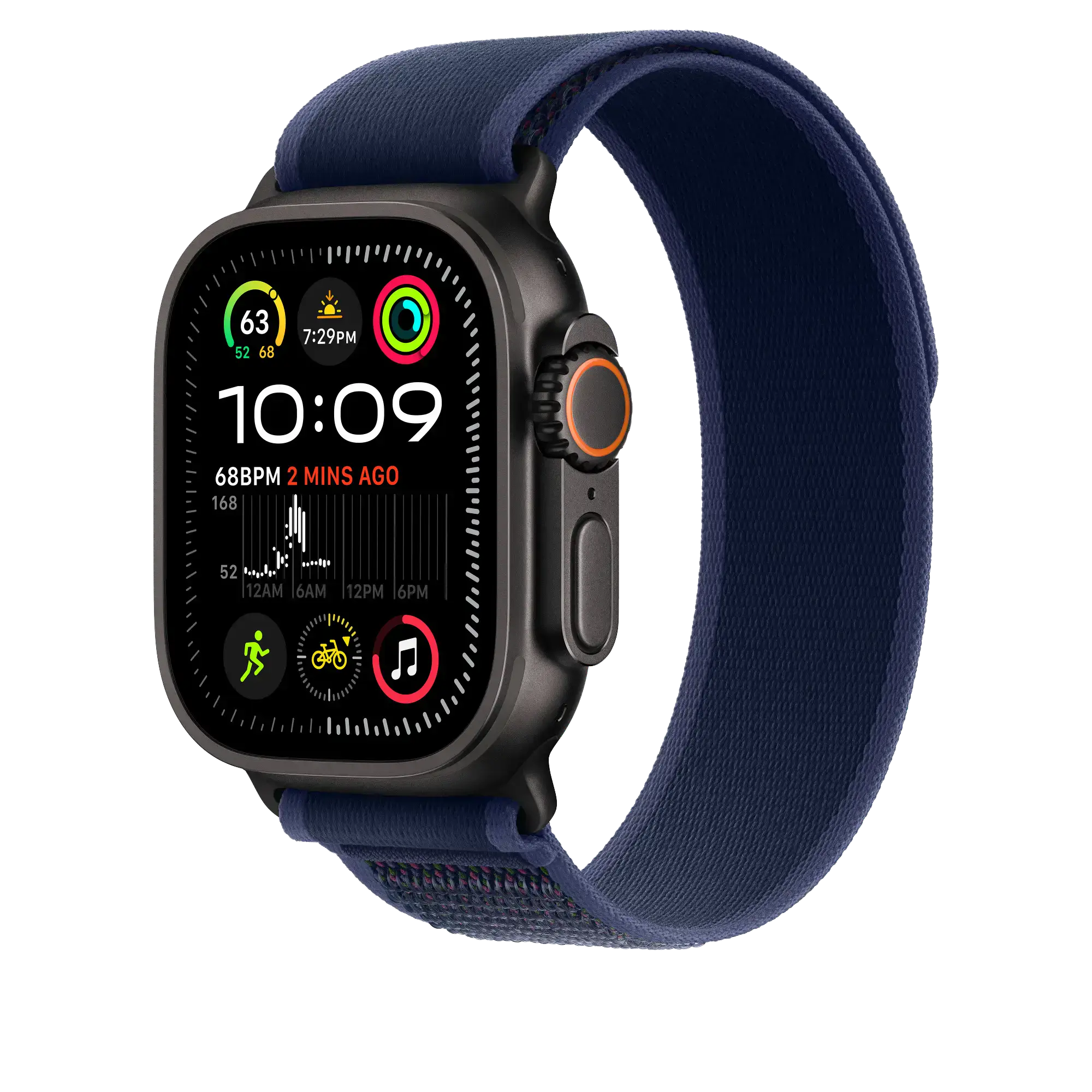 Ремінець Apple Trail Loop Blue - Black Titanium Finish для Apple Watch 44/45/46/49mm - S/M (MYQ73)