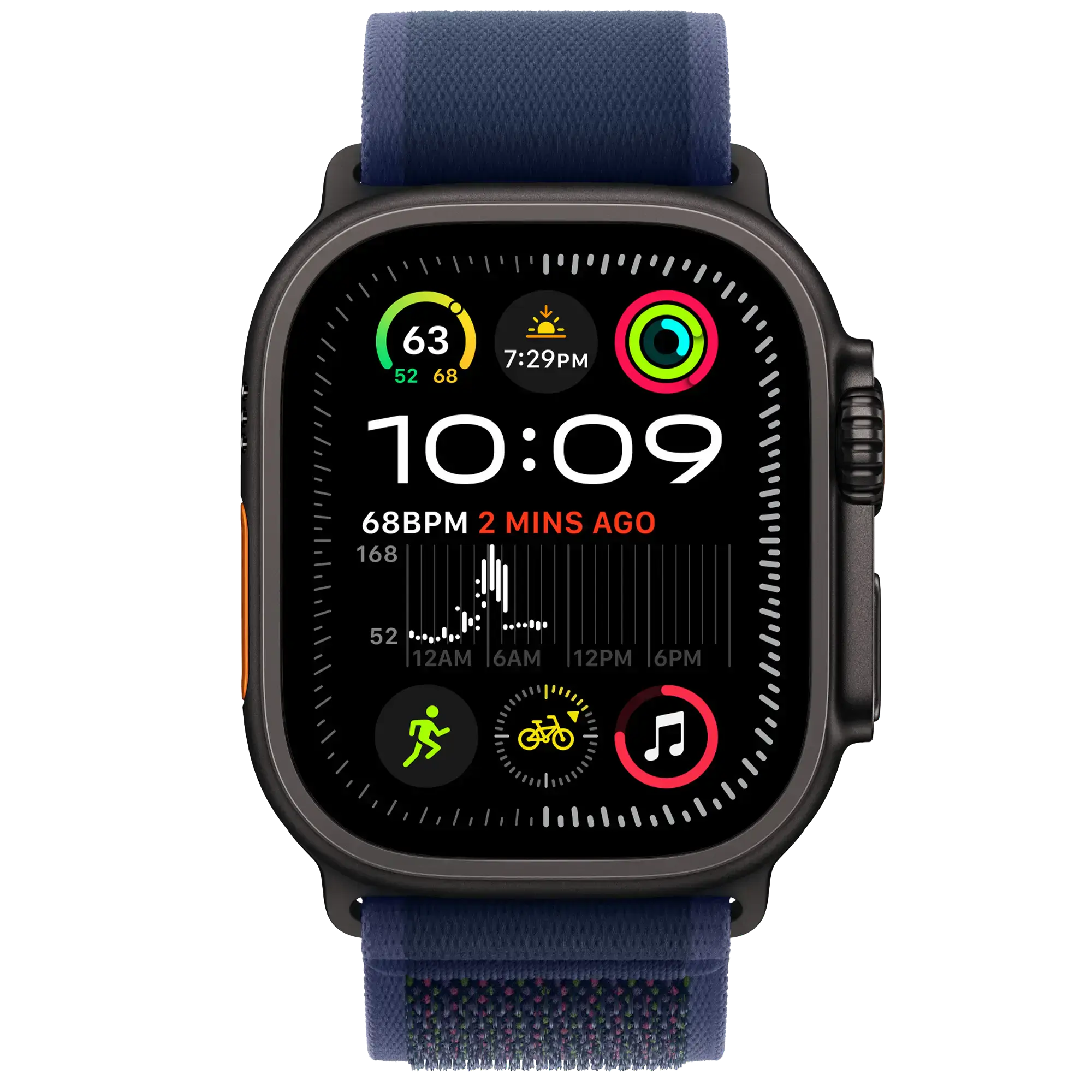 Ремінець Apple Trail Loop Blue - Black Titanium Finish для Apple Watch 44/45/46/49mm - S/M (MYQ73)