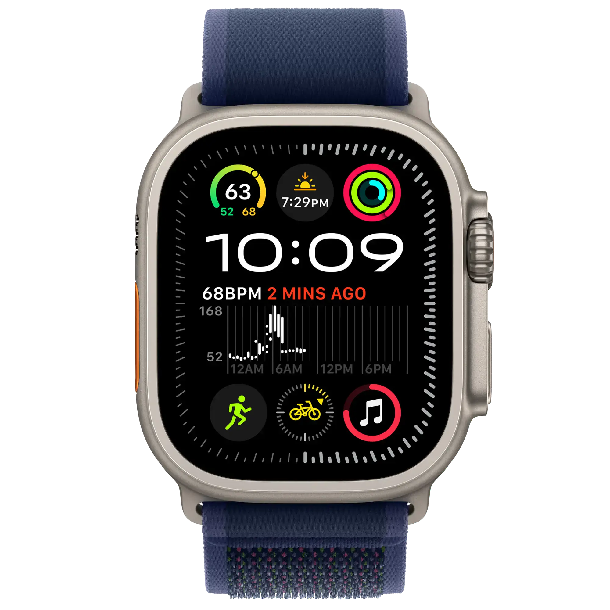 Ремінець Apple Trail Loop Blue - Natural Titanium Finish для Apple Watch 44/45/46/49mm - M/L (MXTW3)