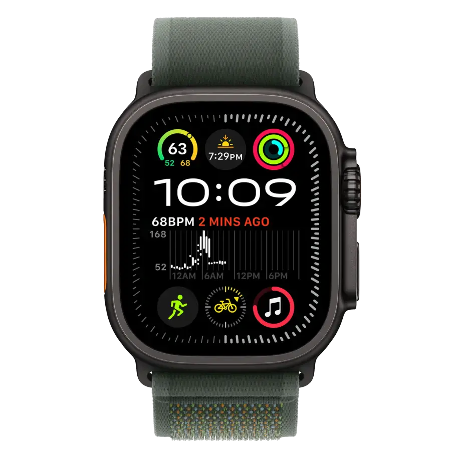 Ремінець Apple Trail Loop Green - Black Titanium Finish для Apple Watch 44/45/46/49mm - M/L (MYQ43)