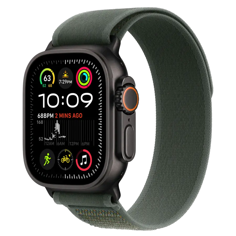 Ремінець Apple Trail Loop Green - Black Titanium Finish для Apple Watch 44/45/46/49mm - M/L (MYQ43)