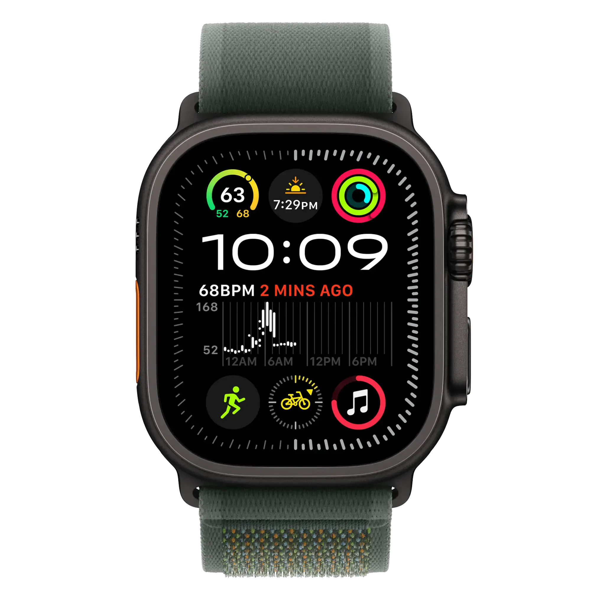 Ремінець Apple Trail Loop Green - Black Titanium Finish для Apple Watch 44/45/46/49mm - S/M (MYQ33)