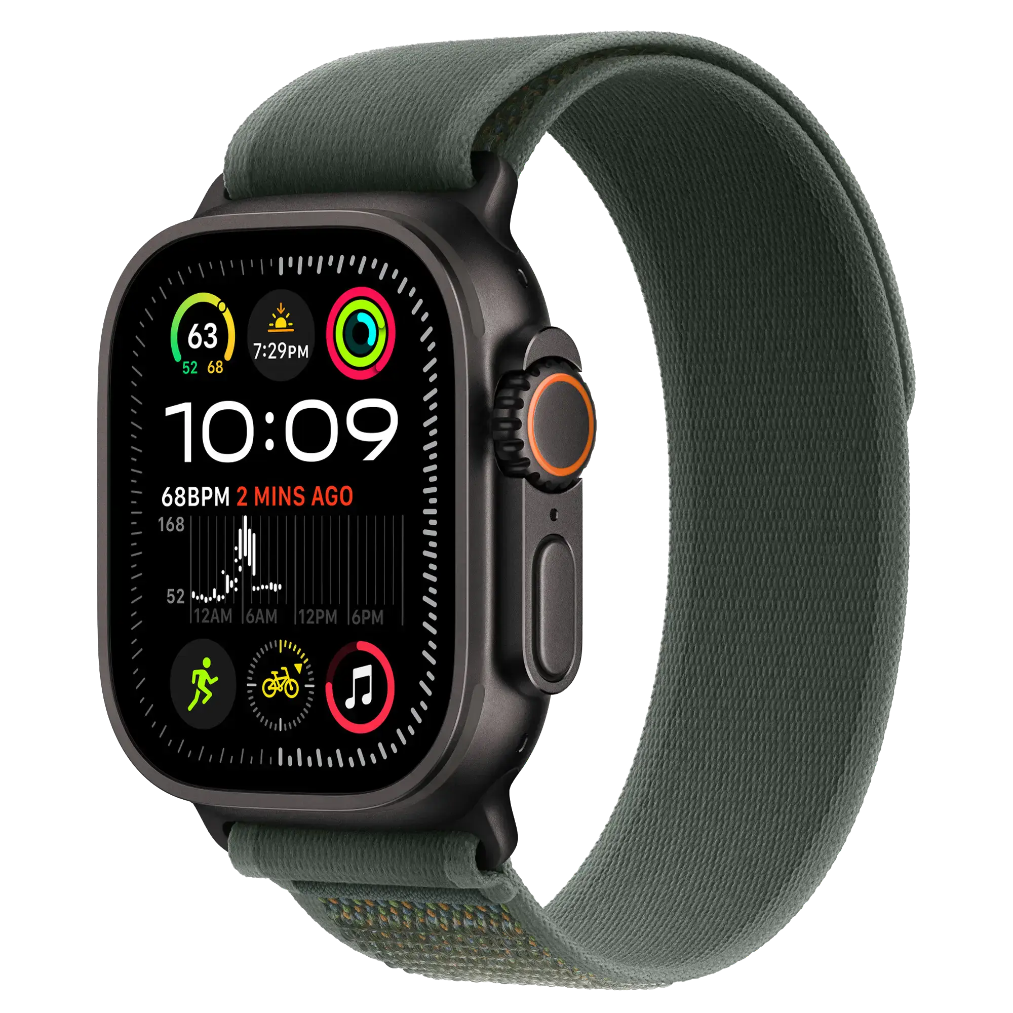 Ремінець Apple Trail Loop Green - Black Titanium Finish для Apple Watch 44/45/46/49mm - S/M (MYQ33)