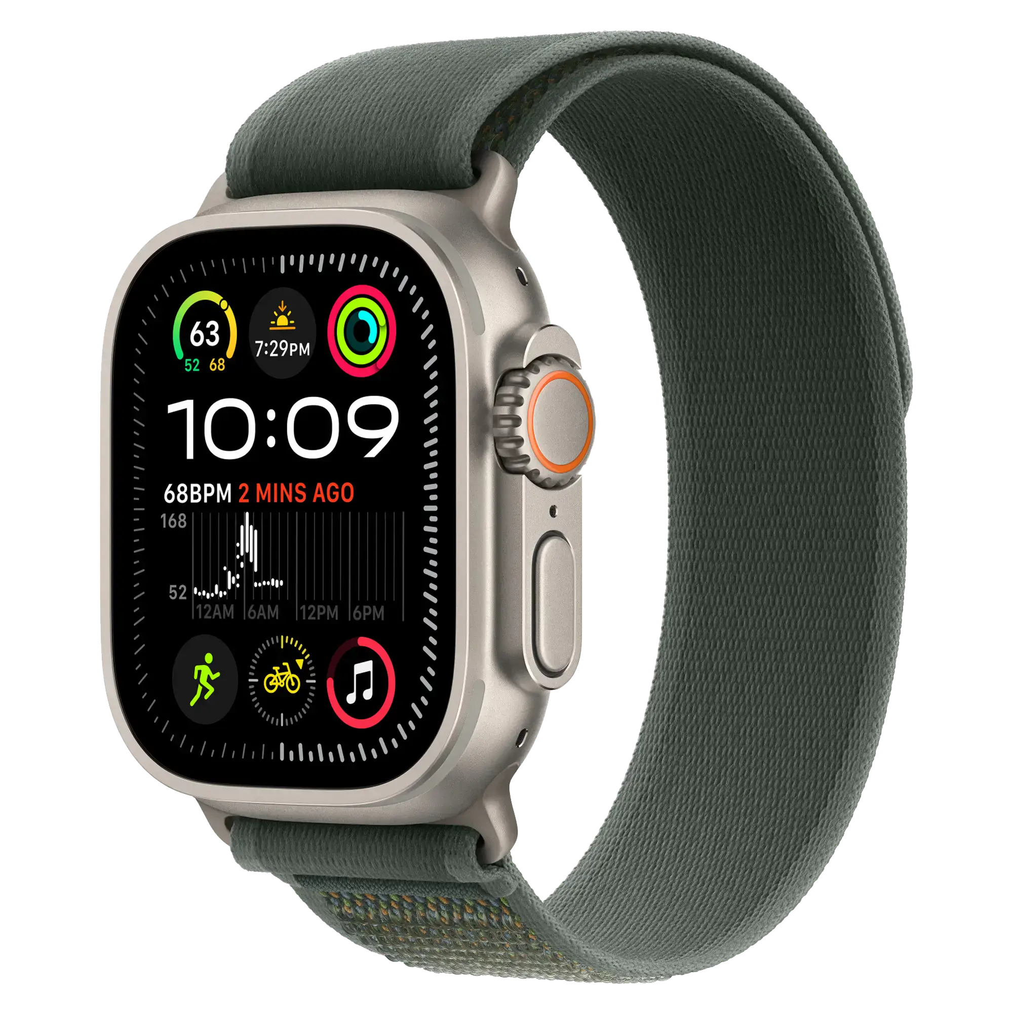 Ремінець Apple Trail Loop Green - Natural Titanium Finish для Apple Watch 44/45/46/49mm - S/M (MXTN3)