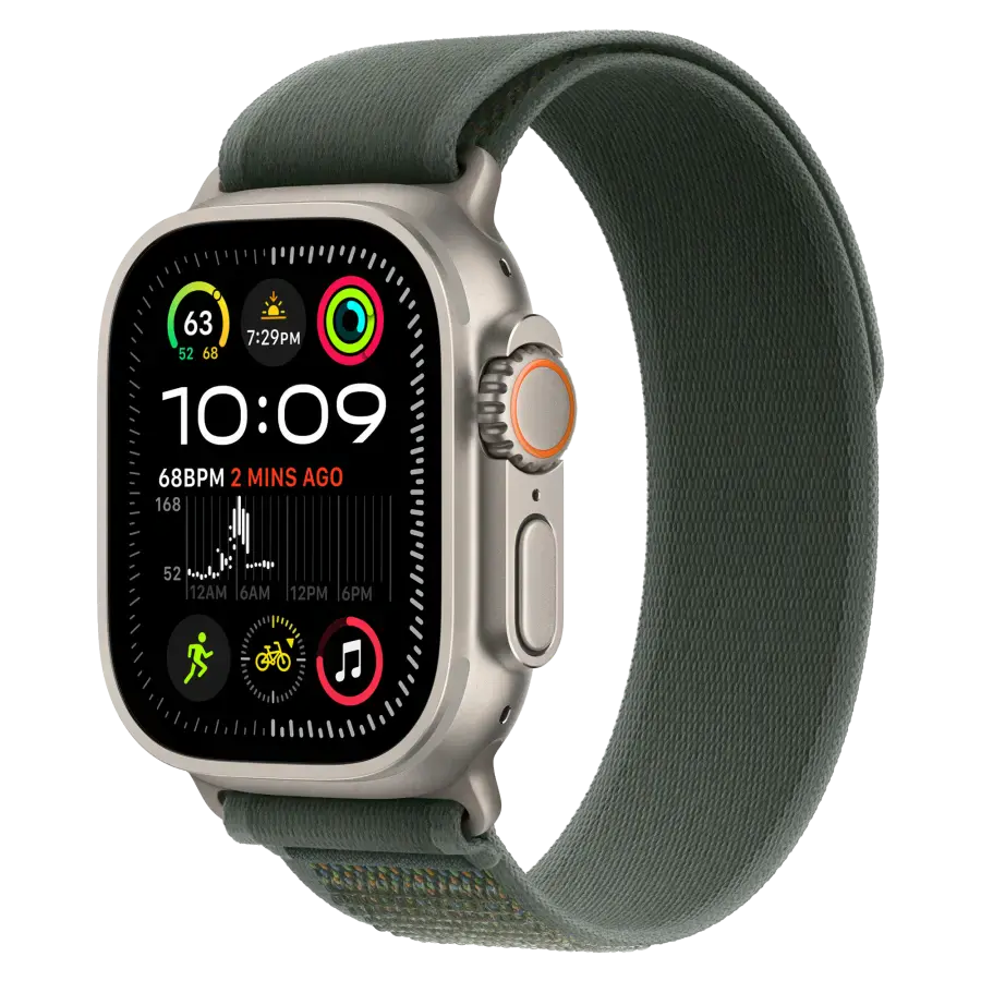 Ремінець Apple Trail Loop Green - Natural Titanium Finish для Apple Watch 44/45/46/49mm - S/M (MXTN3)