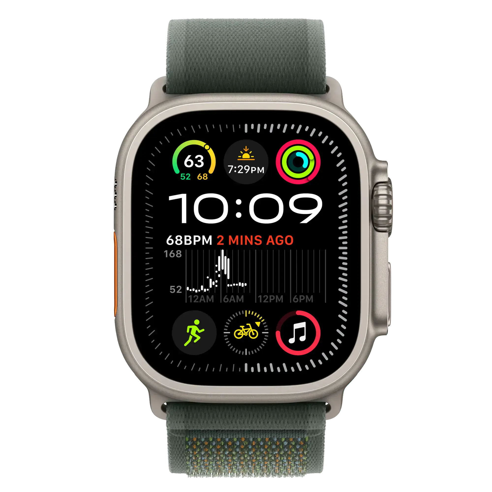 Ремінець Apple Trail Loop Green - Natural Titanium Finish для Apple Watch 44/45/46/49mm - S/M (MXTN3)
