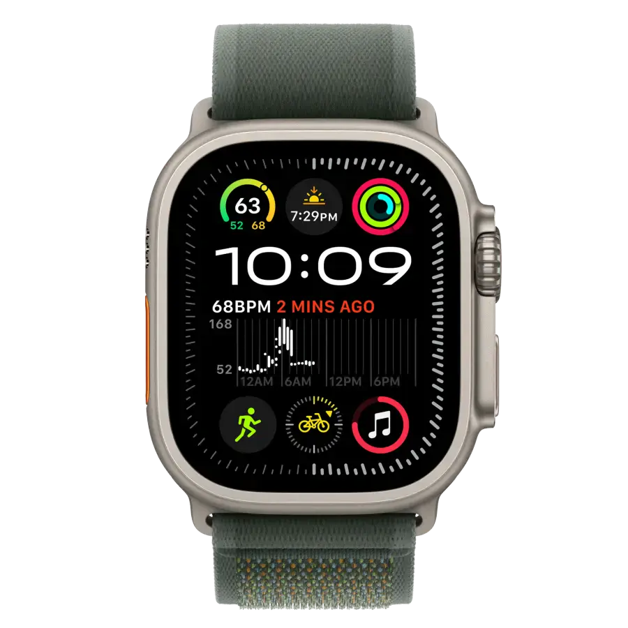 Ремінець Apple Trail Loop Green - Natural Titanium Finish для Apple Watch 44/45/46/49mm - S/M (MXTN3)