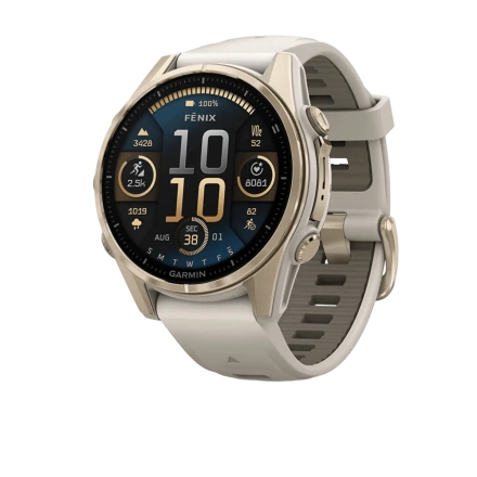 Смарт-часы Garmin fenix 8 AMOLED 43 mm Sapphire, Soft Gold with Fog Gray/Dark Sandstone Silicone Band (010-02903-10/11)