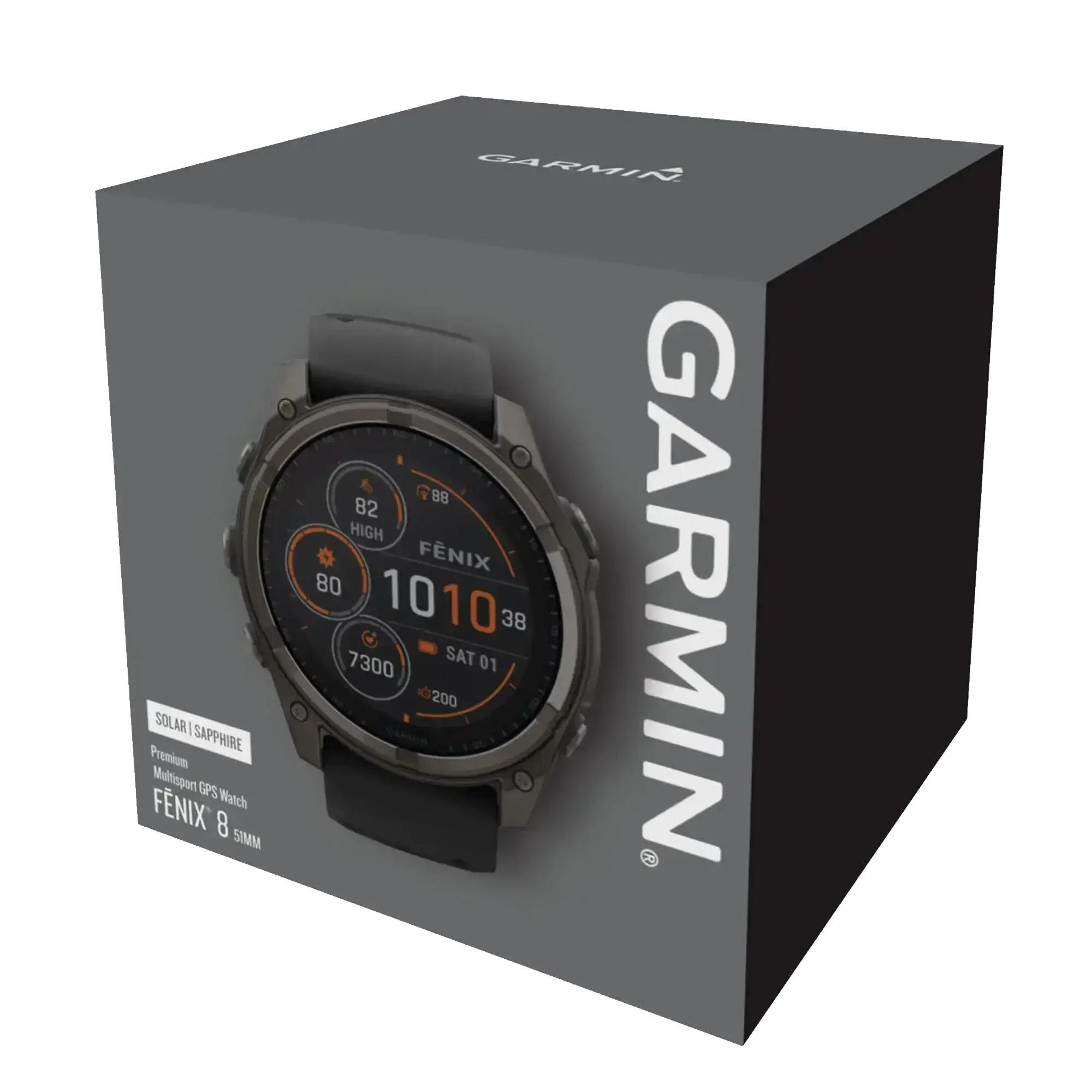Смарт-часы Garmin fenix 8 51 mm Solar Sapphire Carbon Gray DLC Titanium w. Black/Pebble Gray S. Band (010-02907-10/11)