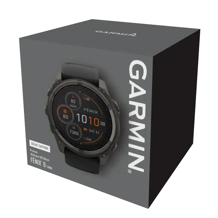 Смарт-часы Garmin fenix 8 51 mm Solar Sapphire Carbon Gray DLC Titanium w. Black/Pebble Gray S. Band (010-02907-10/11)