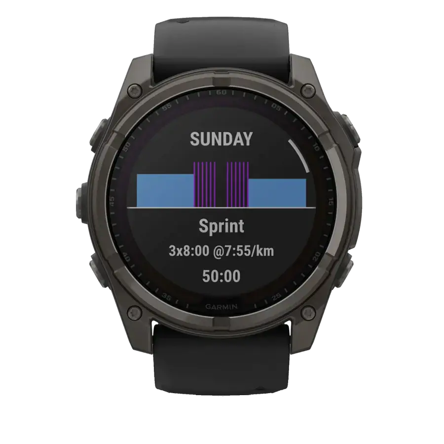 Смарт-часы Garmin fenix 8 51 mm Solar Sapphire Carbon Gray DLC Titanium w. Black/Pebble Gray S. Band (010-02907-10/11)