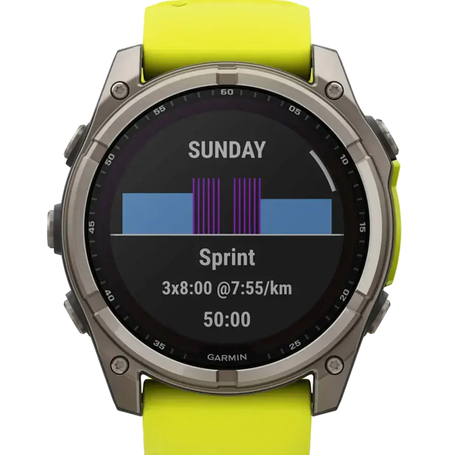 Смарт-годинник Garmin fenix 8 51 mm Solar Sapphire Titanium w. Amp Yellow/Graphite Silicone Band (010-02907-20/21)