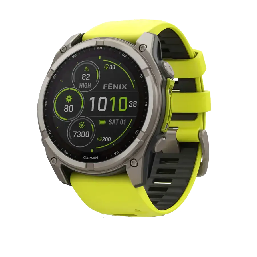 Смарт-годинник Garmin fenix 8 51 mm Solar Sapphire Titanium w. Amp Yellow/Graphite Silicone Band (010-02907-20/21)