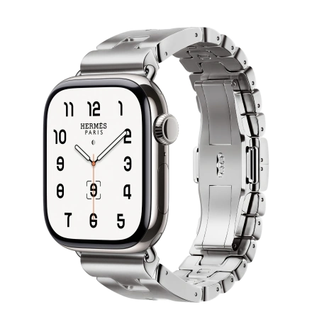 Apple Watch Hermès Series 10 GPS + Cellular 42mm Silver Titanium Case with Satiné Grand H - Large