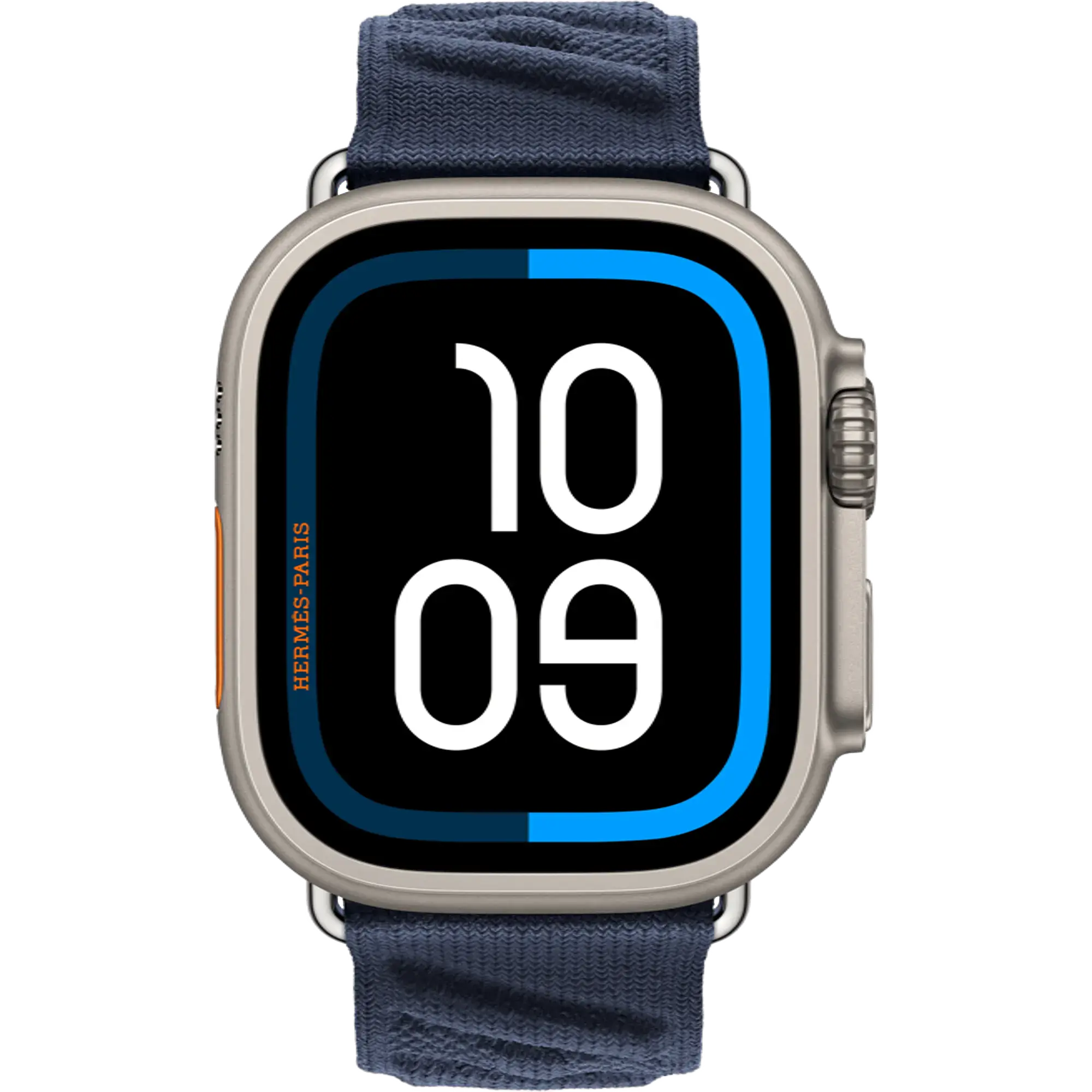 Apple Watch Hermès Ultra 2 2024 GPS + Cellular 49mm Natural Titanium Case with Bleu Nuit En Mer (MX773+MXJA3)