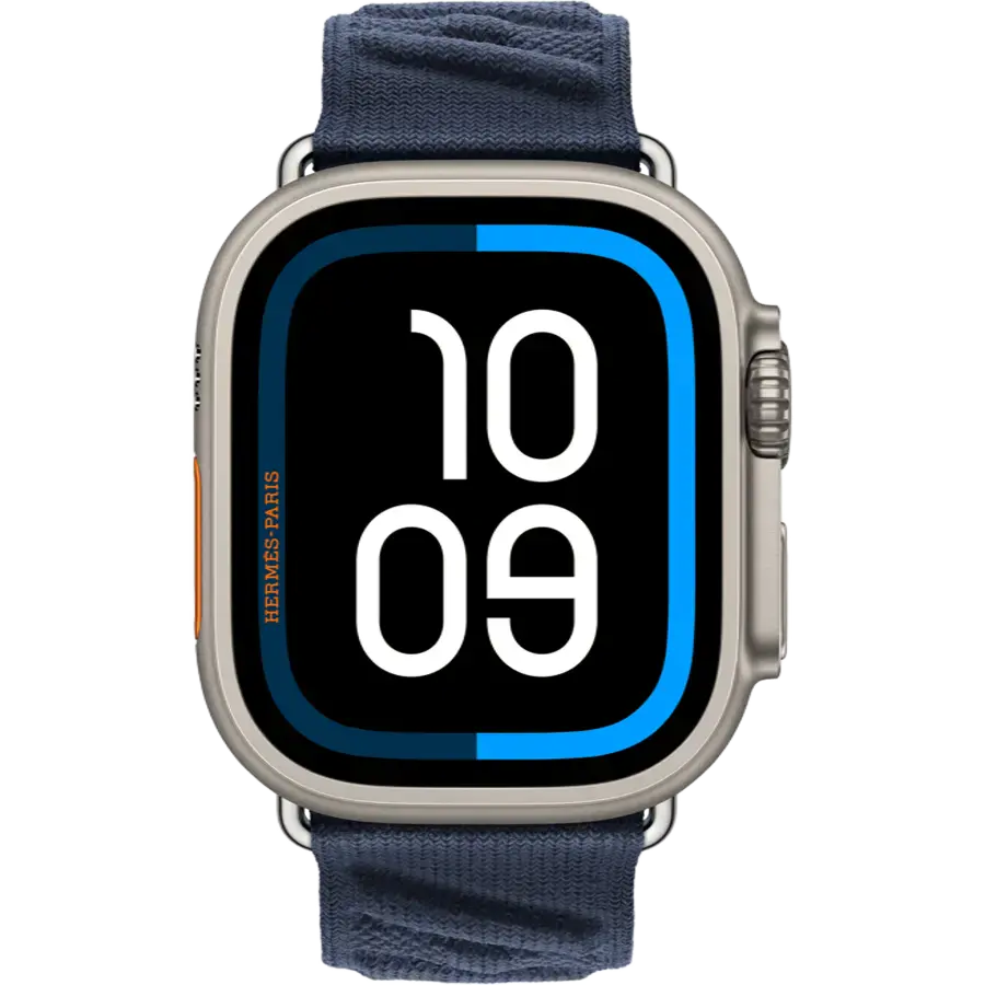 Apple Watch Hermès Ultra 2 2024 GPS + Cellular 49mm Natural Titanium Case with Bleu Nuit En Mer (MX773+MXJA3)