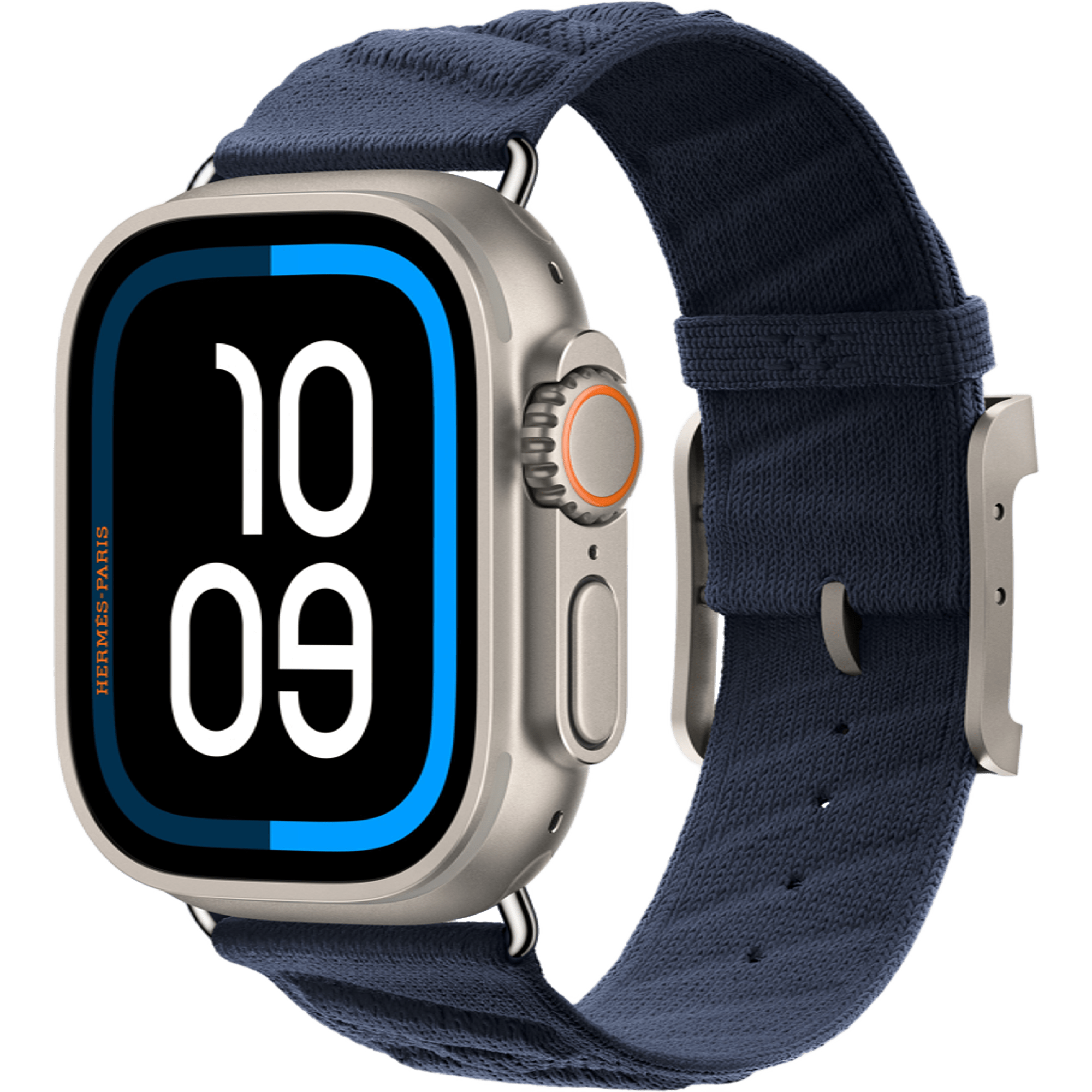 Apple Watch Hermès Ultra 2 2024 GPS + Cellular 49mm Natural Titanium Case with Bleu Nuit En Mer (MX773+MXJA3)