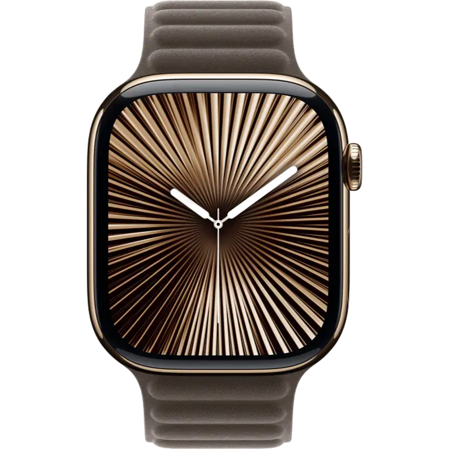 Apple Watch Series 10 GPS + Cellular 46mm Gold Titanium Case with Dark Taupe Magnetic Link - M/L (MX183+MXWX3)