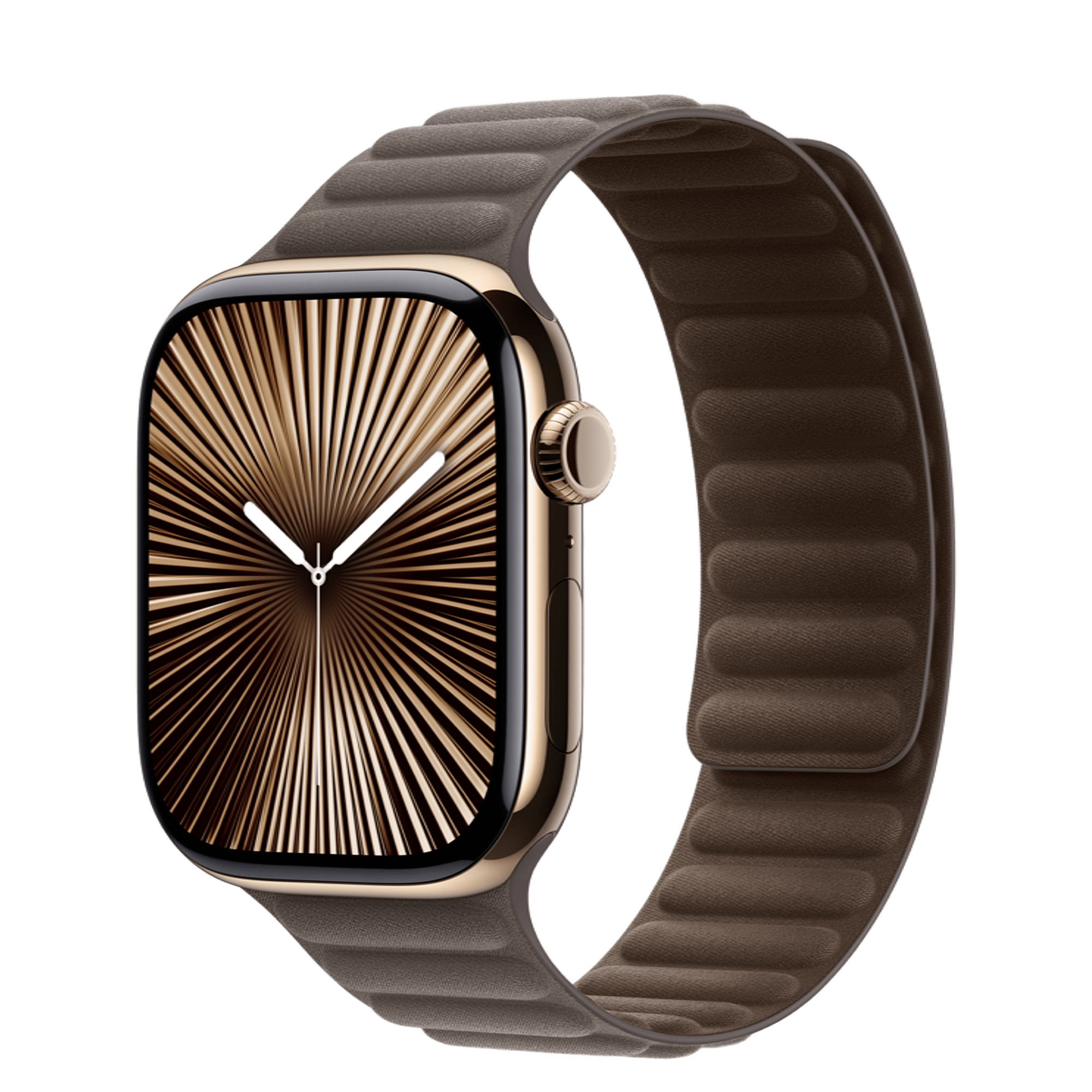 Apple Watch Series 10 GPS + Cellular 46mm Gold Titanium Case with Dark Taupe Magnetic Link - M/L (MX183+MXWX3)