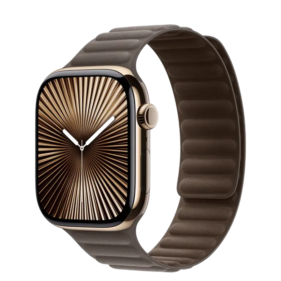 Apple Watch Series 10 GPS + Cellular 46mm Gold Titanium Case with Dark Taupe Magnetic Link - M/L (MX183+MXWX3)