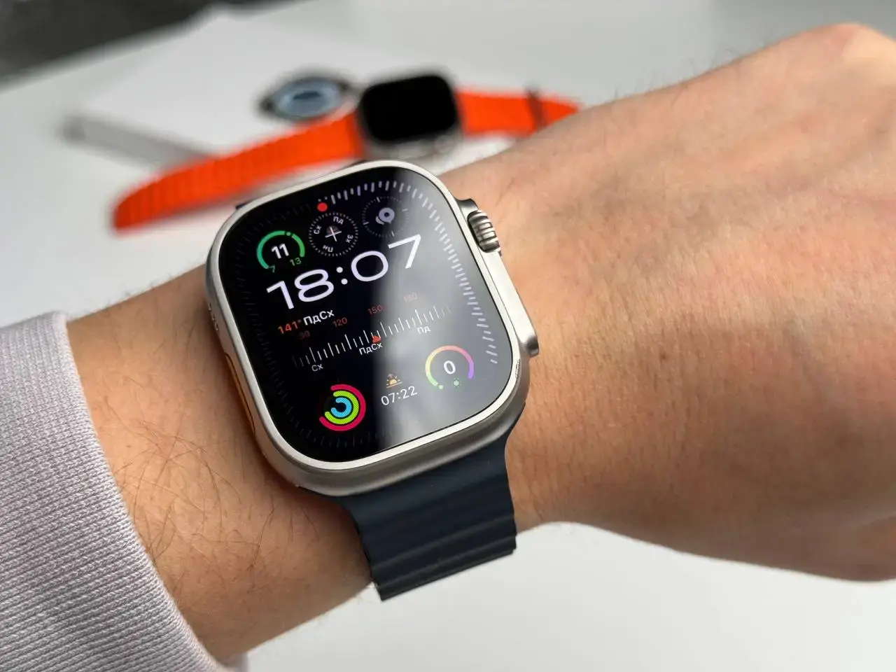 Б/У Apple Watch Ultra GPS + Cellular 49mm Titanium Case with Midnight Ocean Band (MQET3, MQFK3) - Состояние: хороший | Аккумулятор: 90% | Комплектация: полный